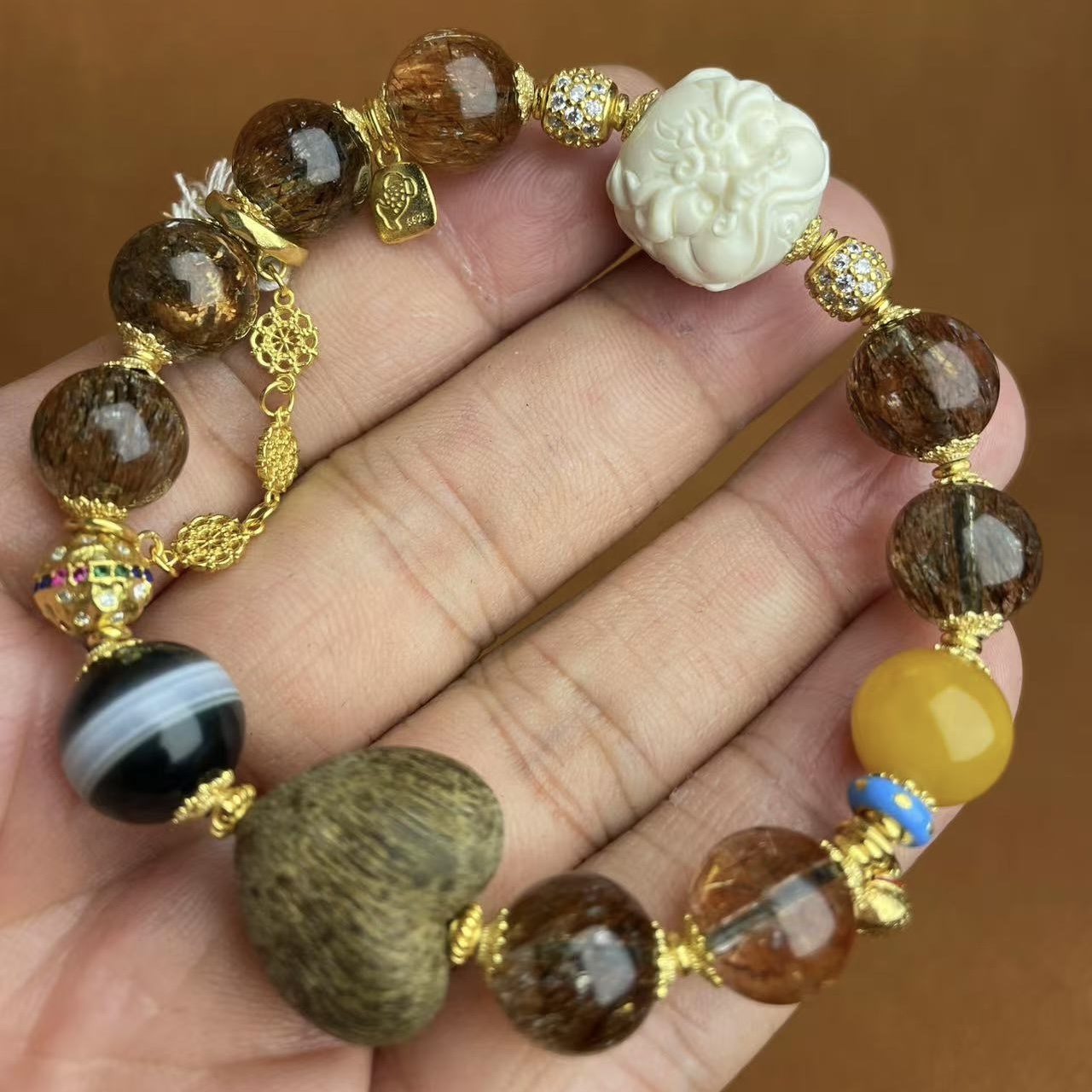 壹加师姐|手工设计瑞麟昭灵黑金超水晶多宝手串多样性发一7266n