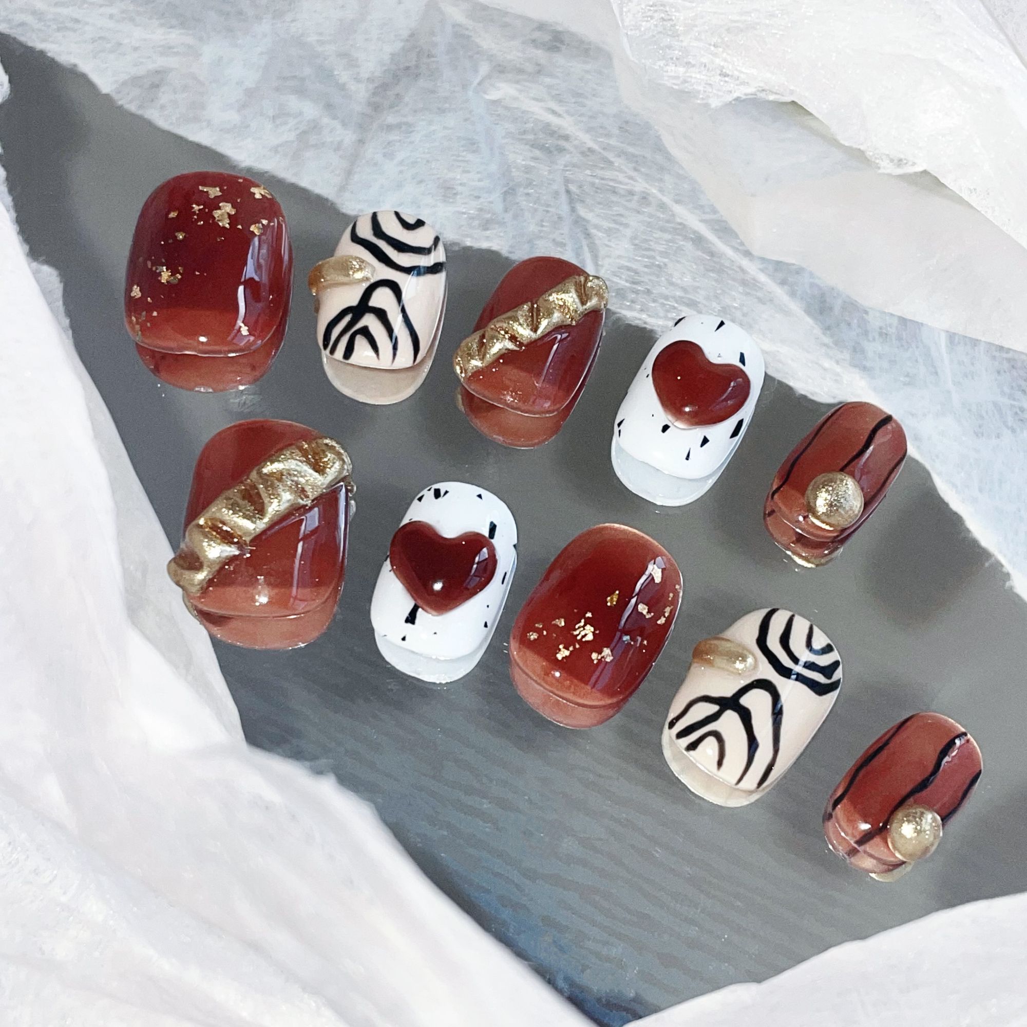 【广岛冰茶】纯手工穿戴甲美甲贴片立体捏捏