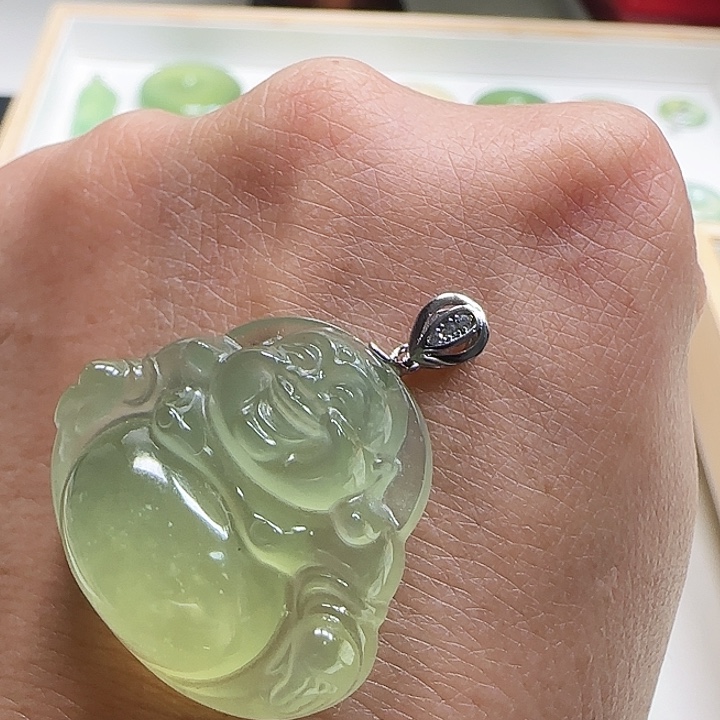 青***家岫玉银S925镶嵌吊坠(不含链)