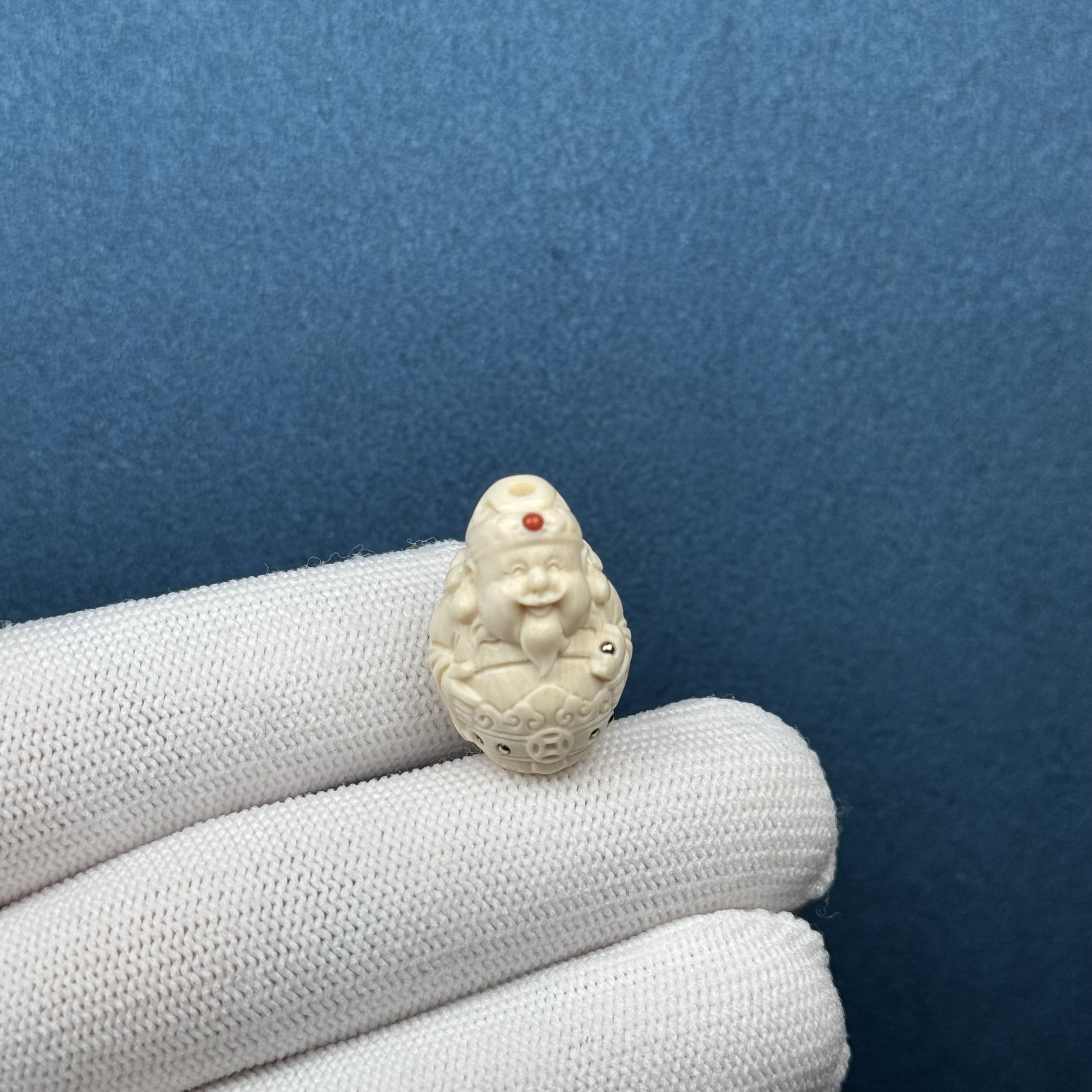 D85-98天然猛犸牙 财神爷 约15.5*22.5mm支持复检假一罚十