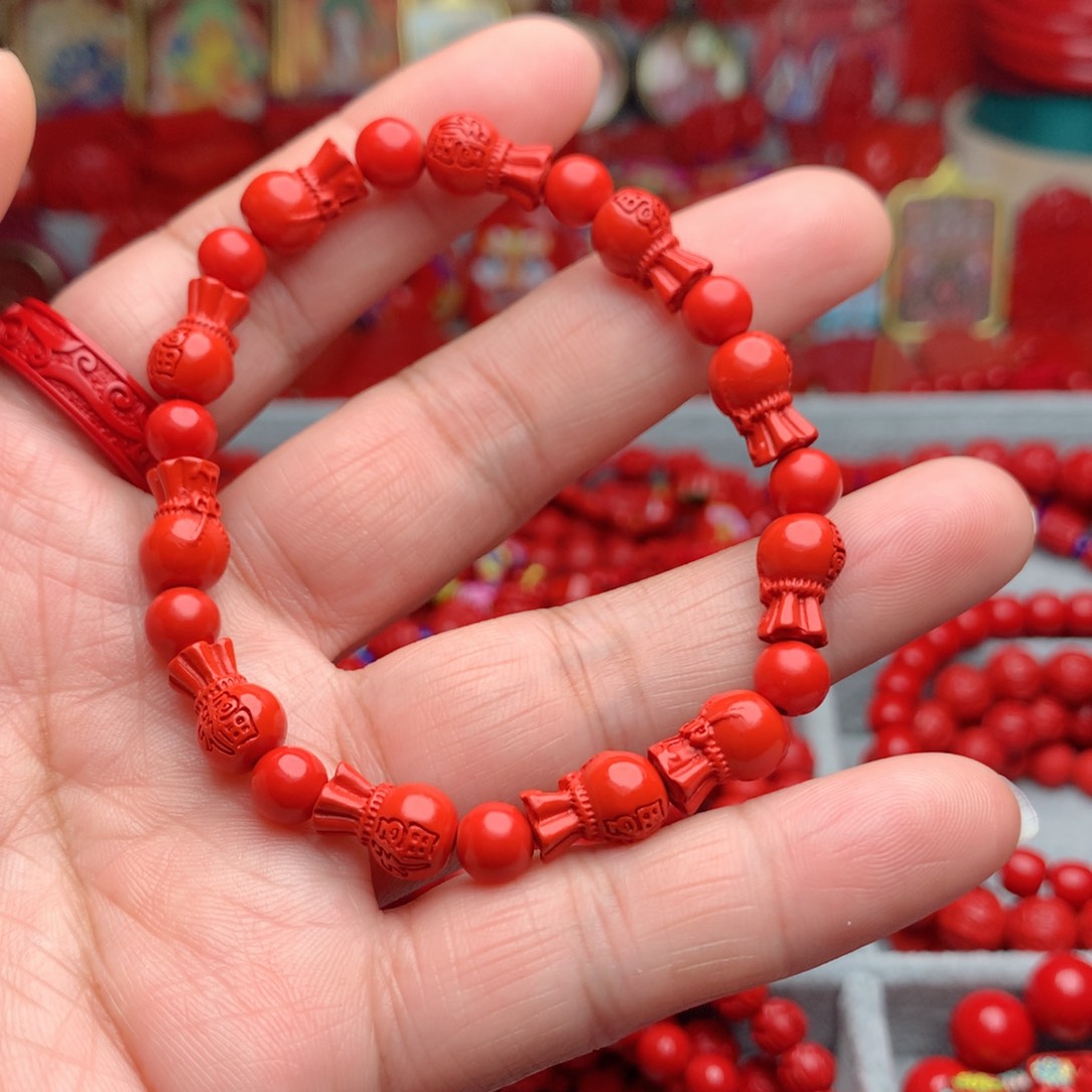 天然辰砂工艺品朱砂福袋手串