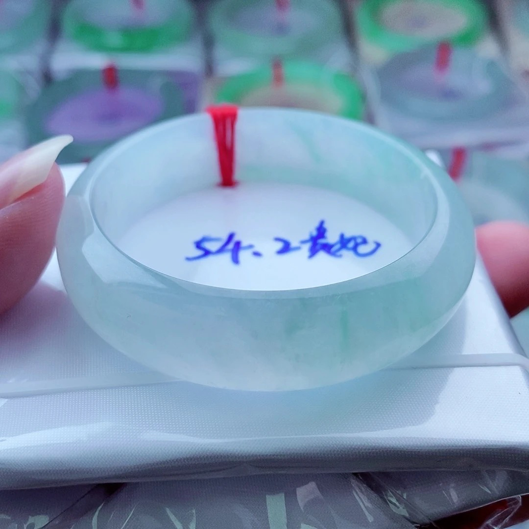 0030贵妃54冰金丝绿典藏天然缅甸翡翠A货传承54.2短47.7，13.6，7.8