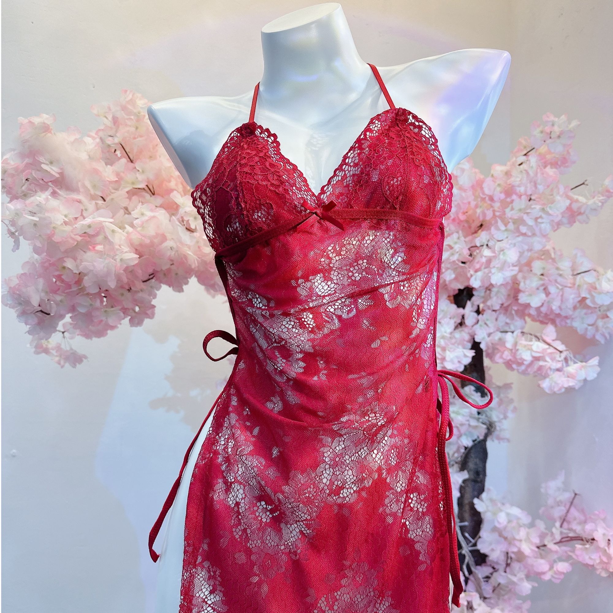 【花月夜】75-150斤大码新款中式蕾丝美背吊带睡裙