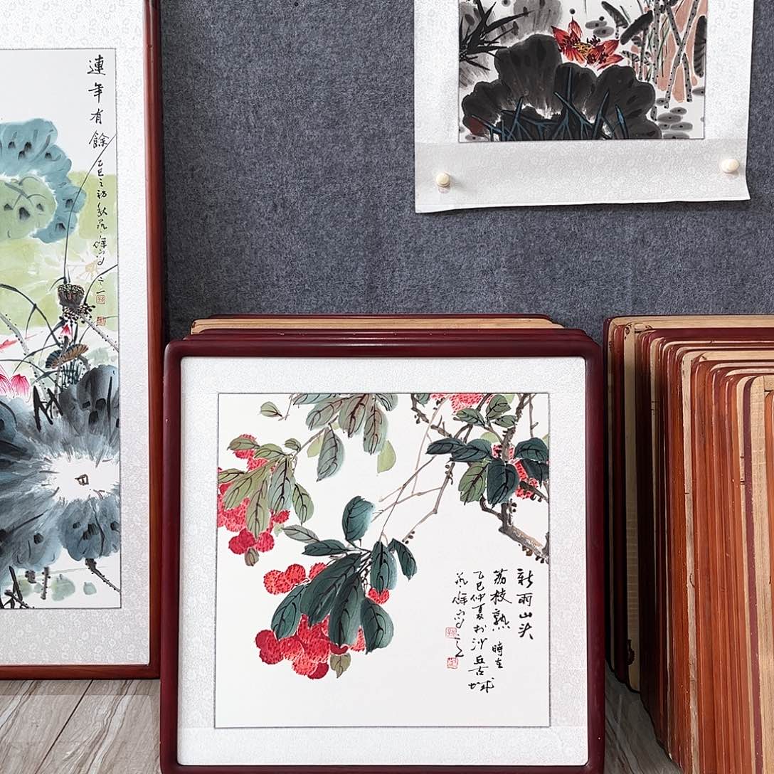 国画书画作品带框63×63