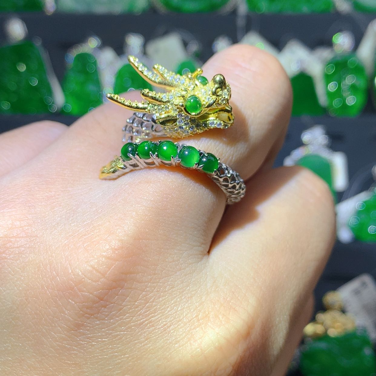 【闪购商品】翡翠戒指银S925镶嵌111111111