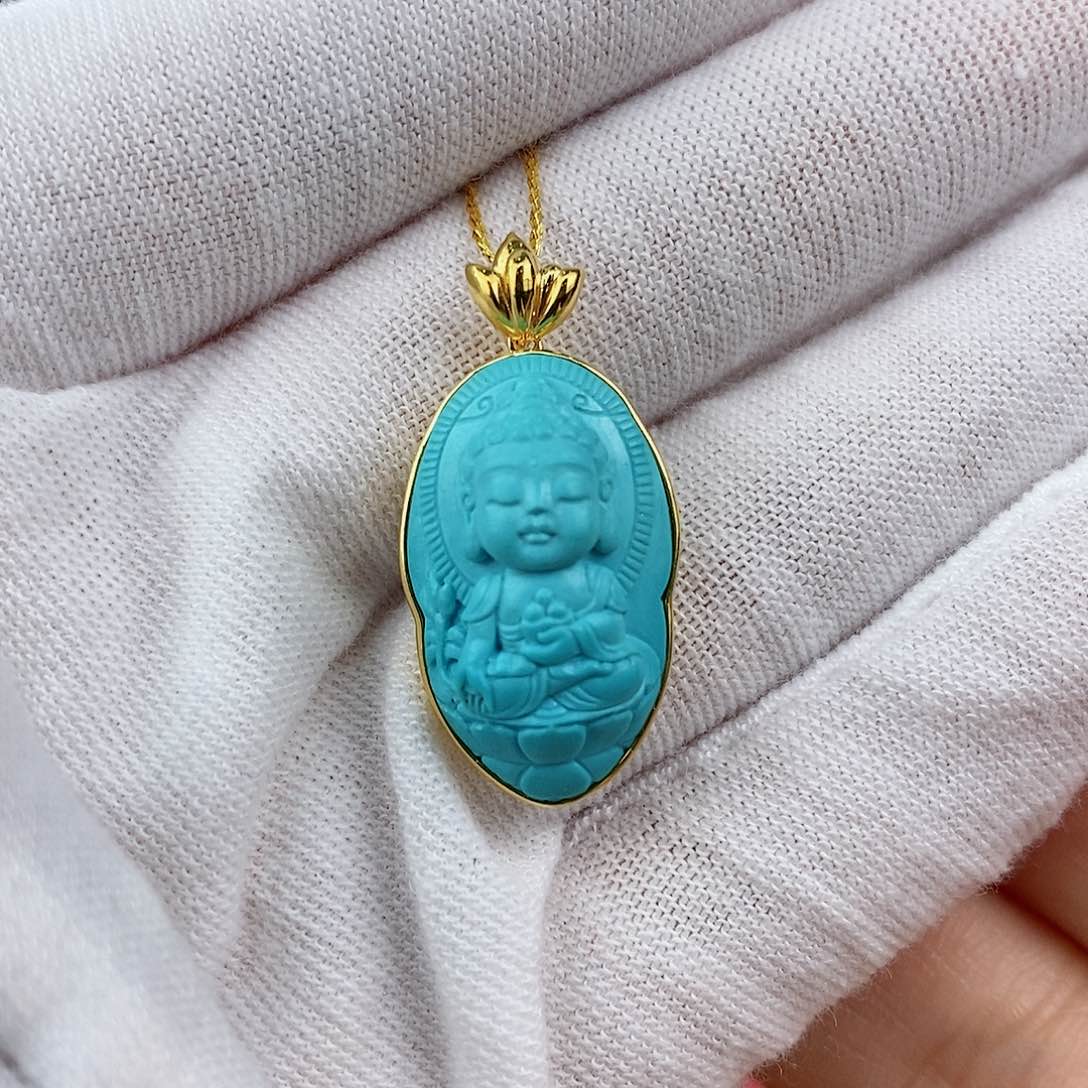 绿松石珠宝奇石18K金镶嵌