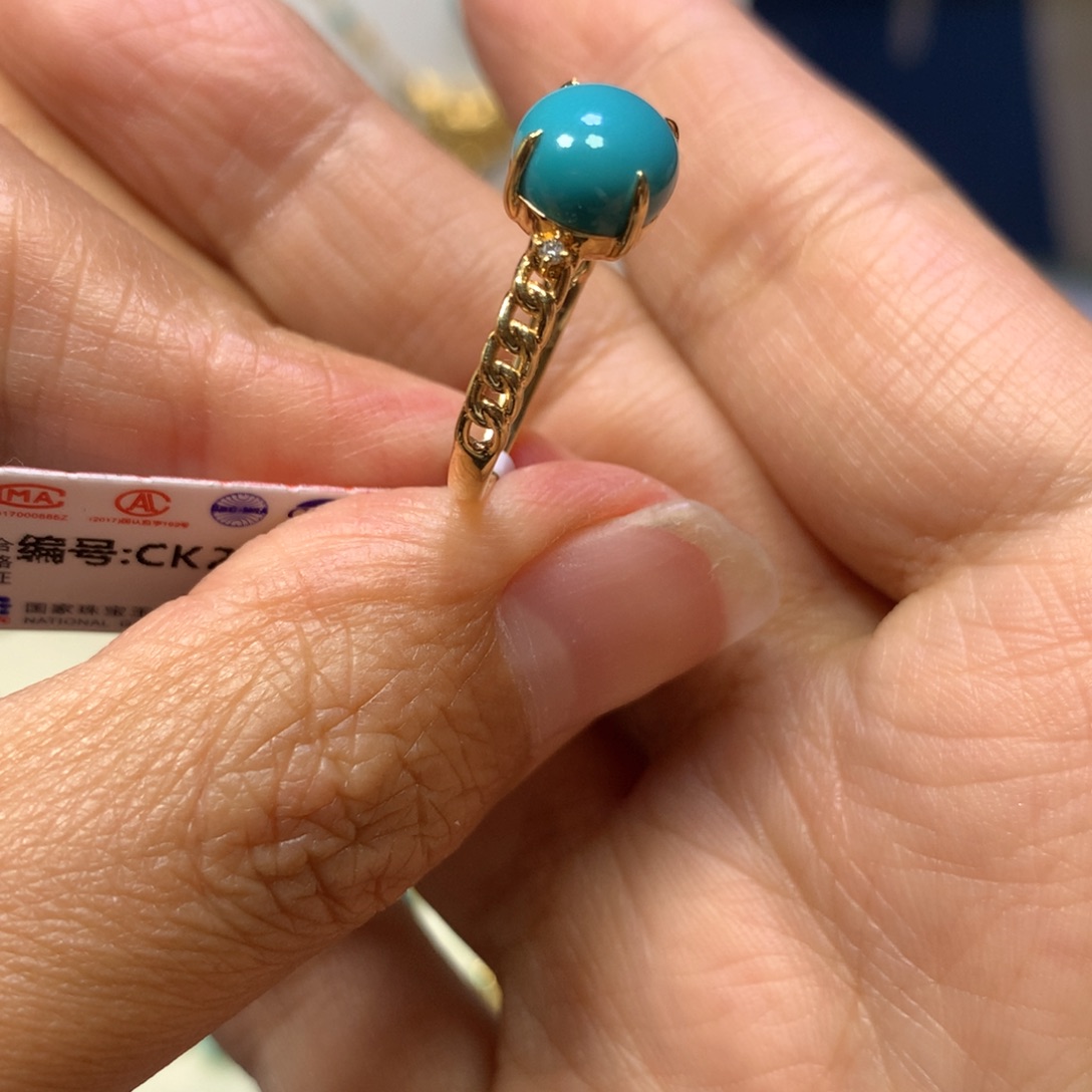 绿松石18K金镶嵌戒指