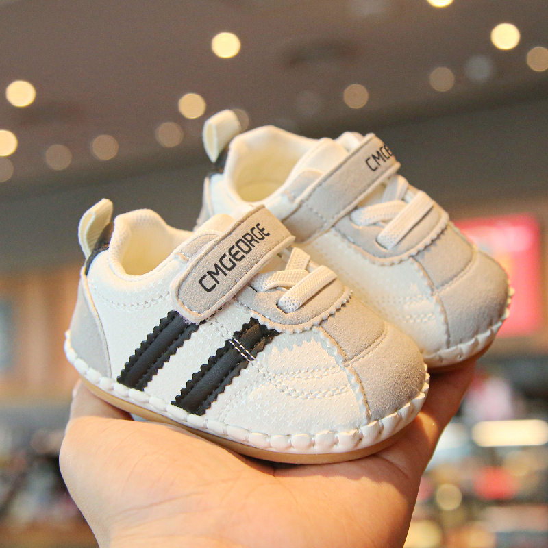 宝宝秋季学步单鞋0-2岁软底双网防滑卡通耐磨男女宝宝学步鞋