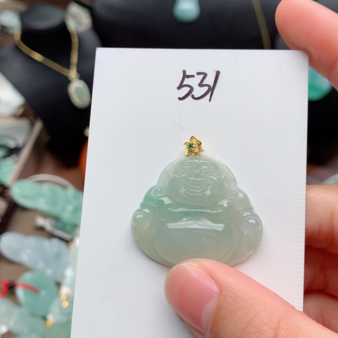 翡翠颈饰银S925镀金镶嵌吊坠