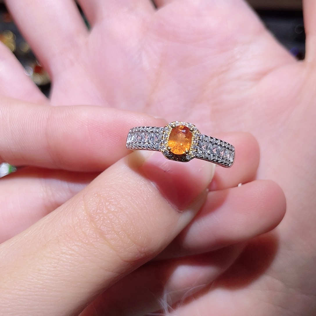 石榴石戒指银S925镶嵌