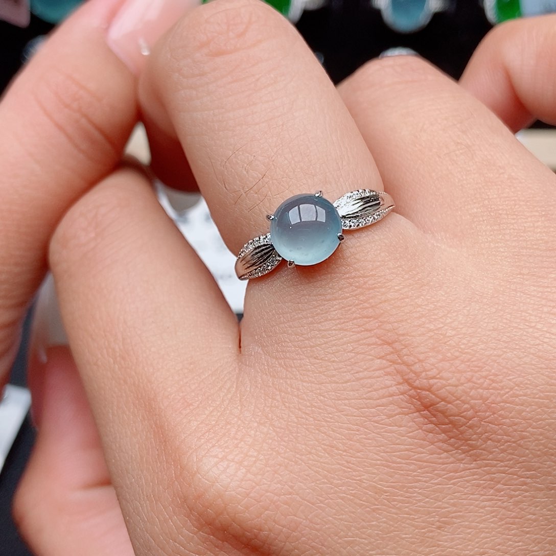 翡翠戒指银S925镶嵌努****杀4258