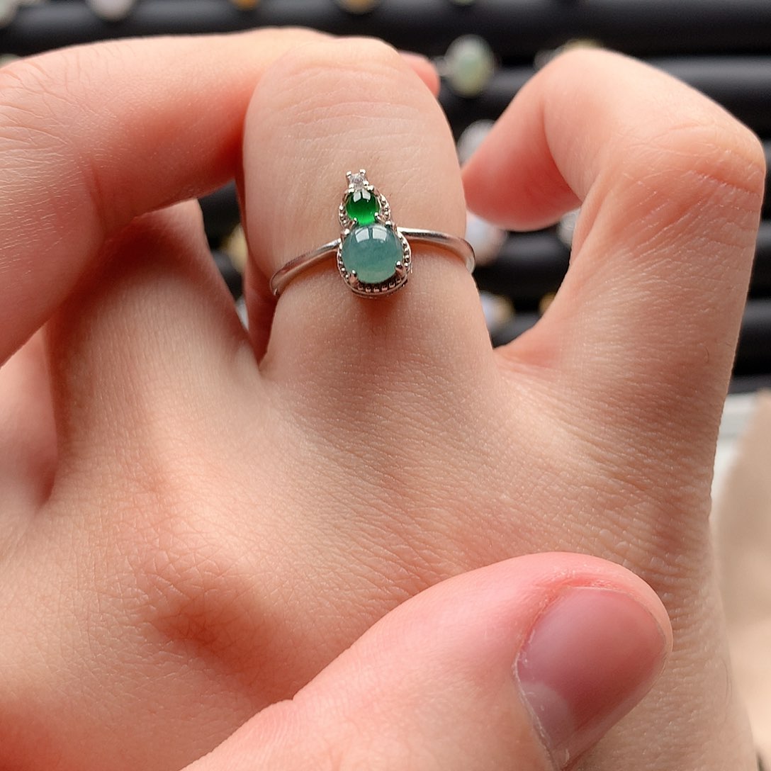 翡翠戒指银S925镶嵌0083