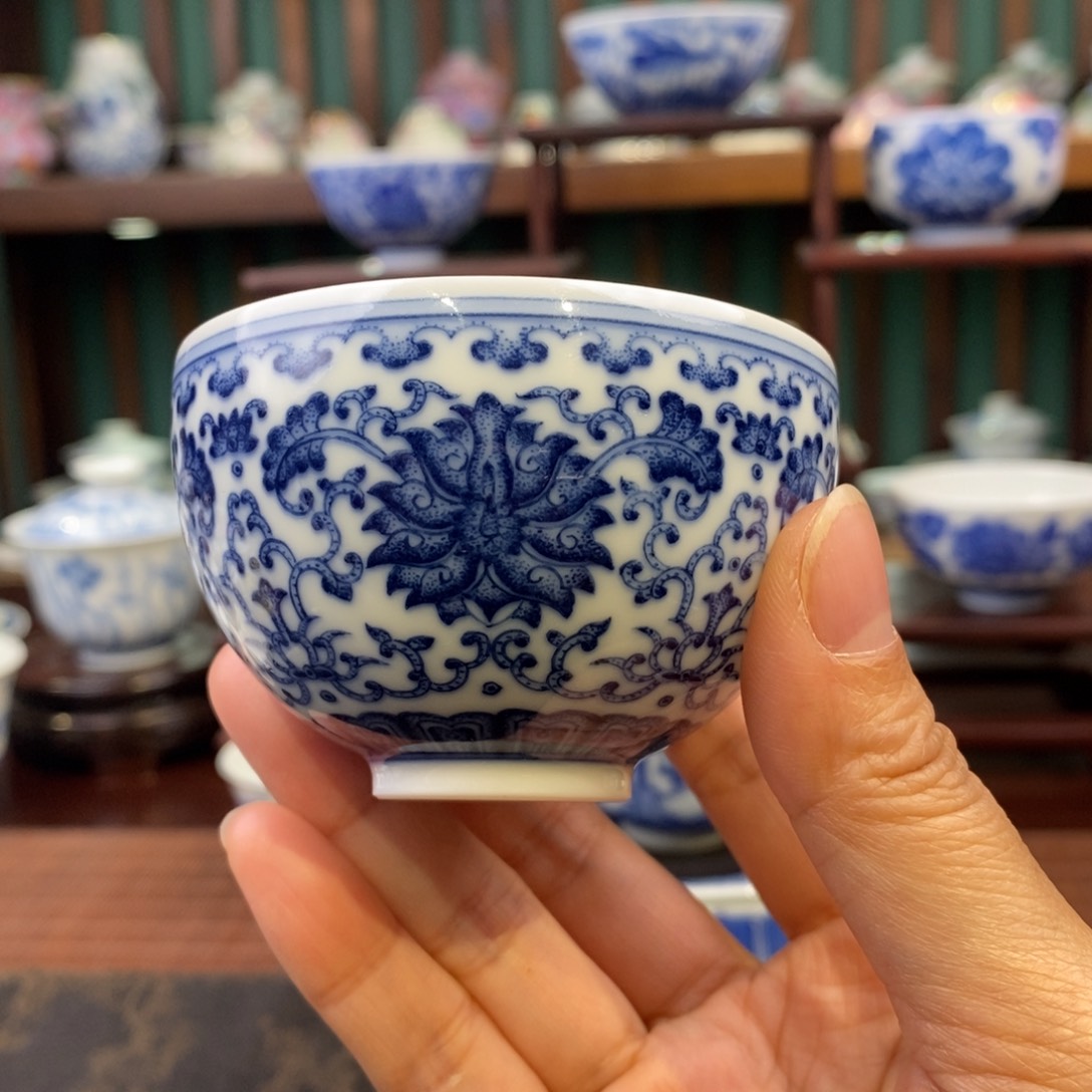 手工陶瓷柴窑点工缠枝禅定杯