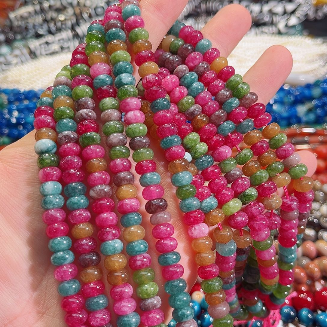 玛瑙/玉髓未镶嵌珠宝半成品碧玺算盘一条8mm