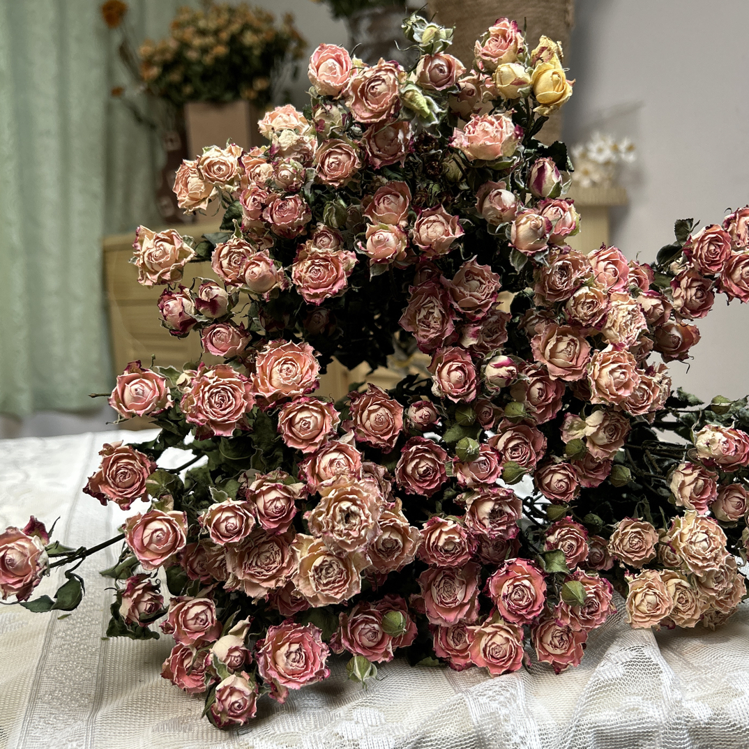 【折射泡泡】干花蔷薇泡泡滴胶相框干花材复古风干玫瑰迷你信封花束