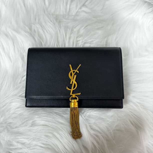 99新 YSL/圣罗兰 黑色流苏单肩斜挎包煜橦奢品