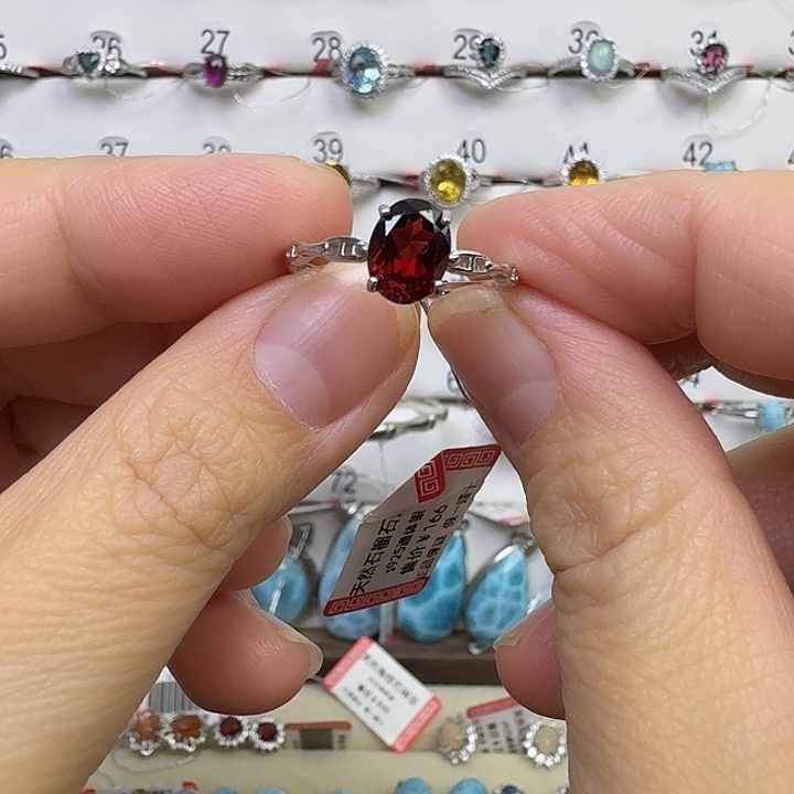 戒指银S925镶嵌水晶