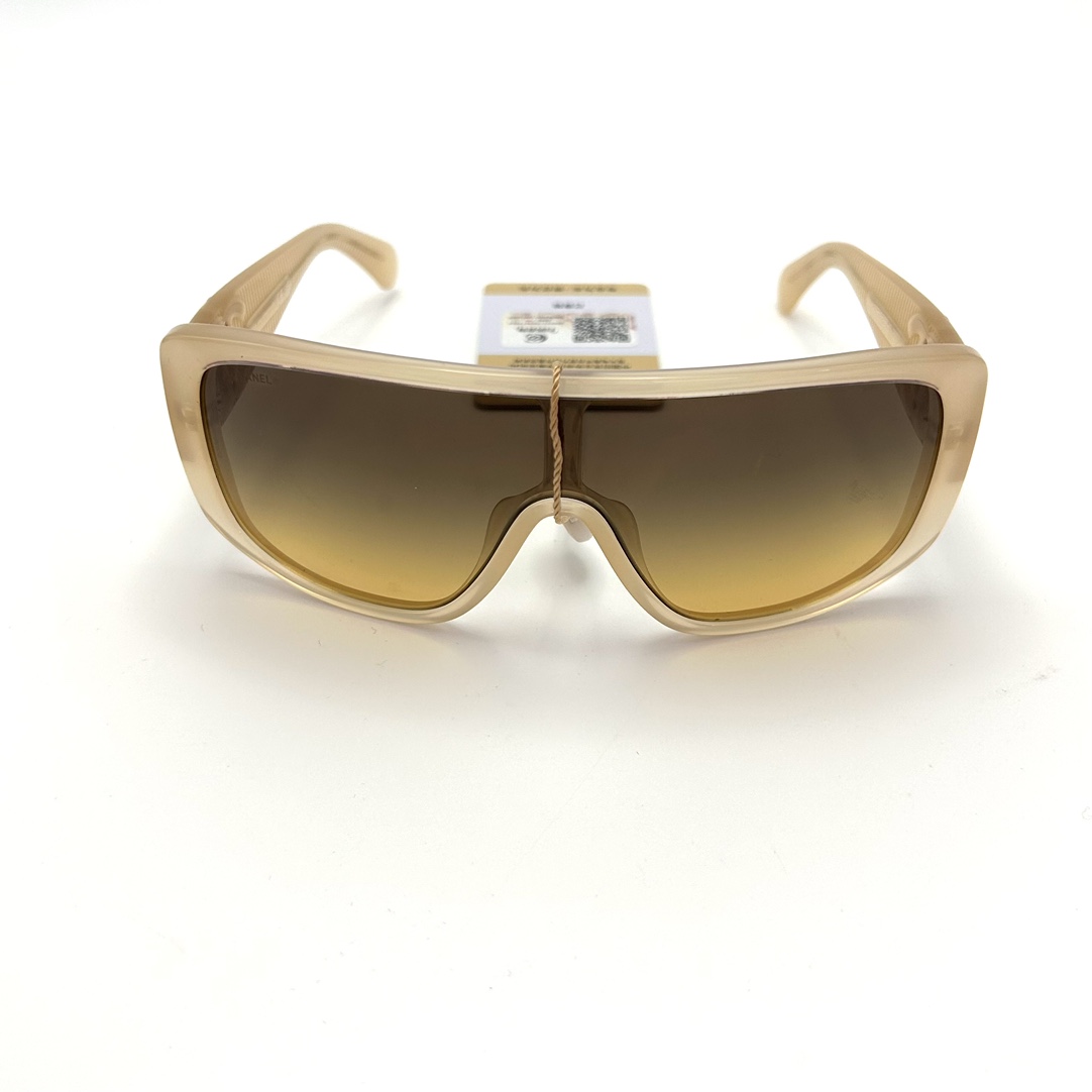 95新 Chanel/香奈儿 浅棕色镜腿logo树脂渐变太阳镜墨镜 00293