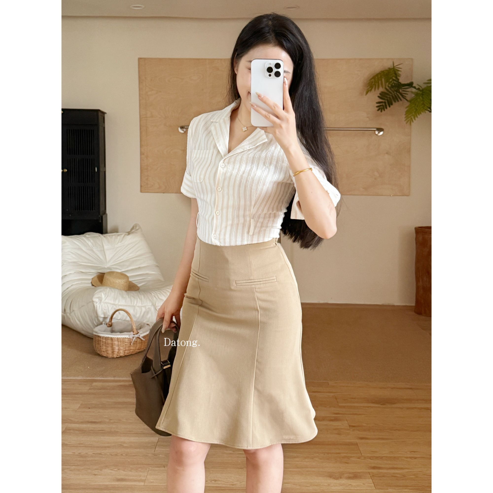 【Datong】纯色鱼尾半身裙女夏季气质小众设计感a字包臀裙