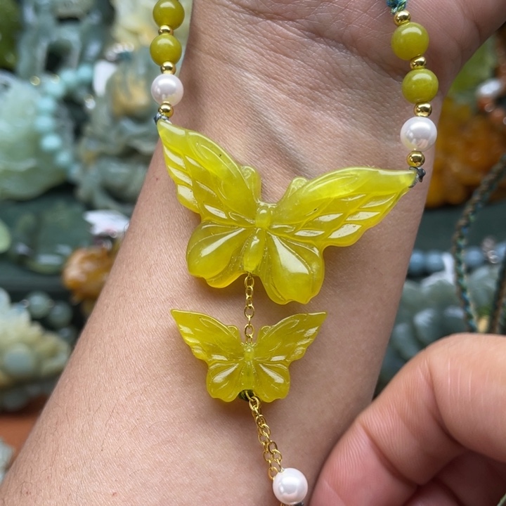 蛇纹石玉吊坠银S925镀金镶嵌