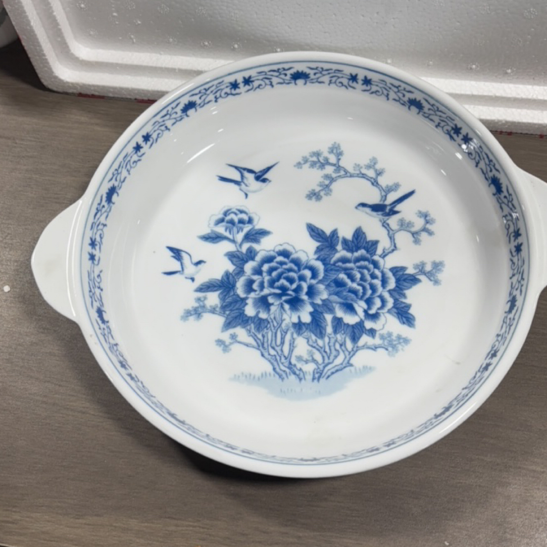 釉下五彩沙底深盘26cm