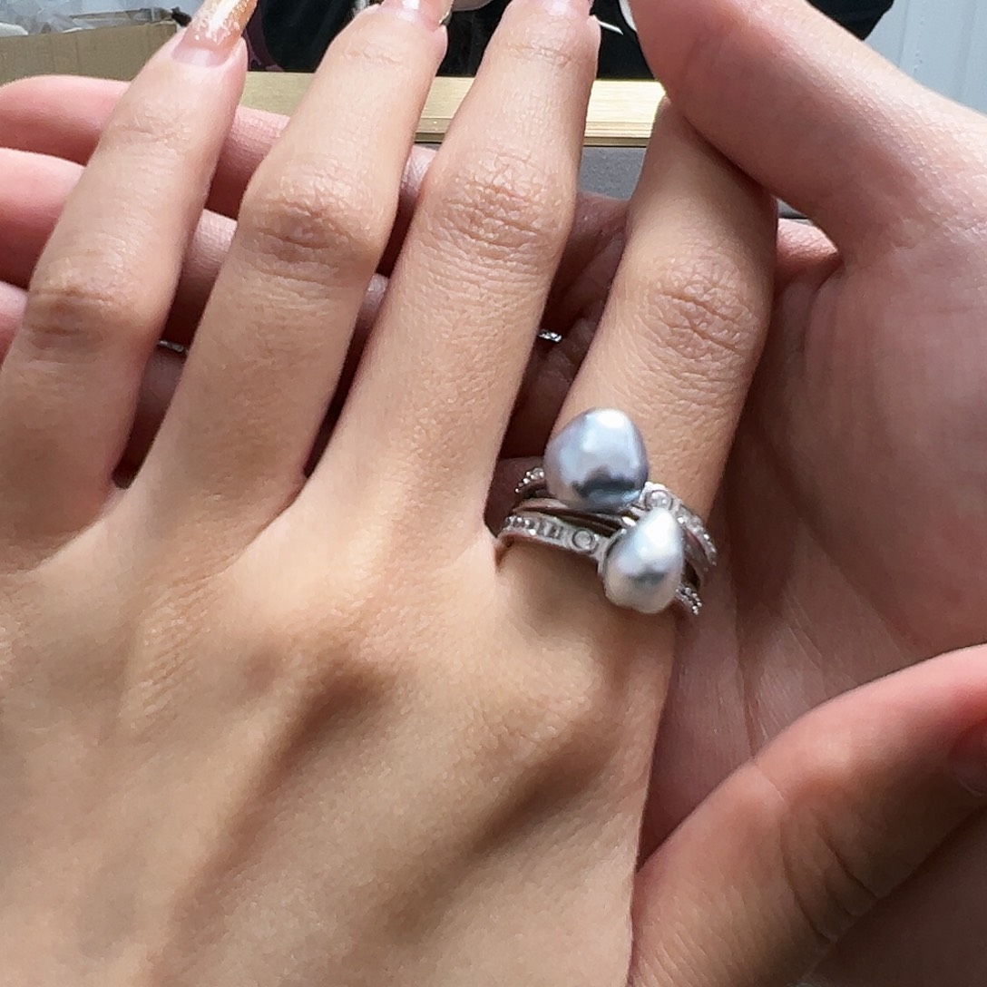 海水珍珠戒指银S925镶嵌
