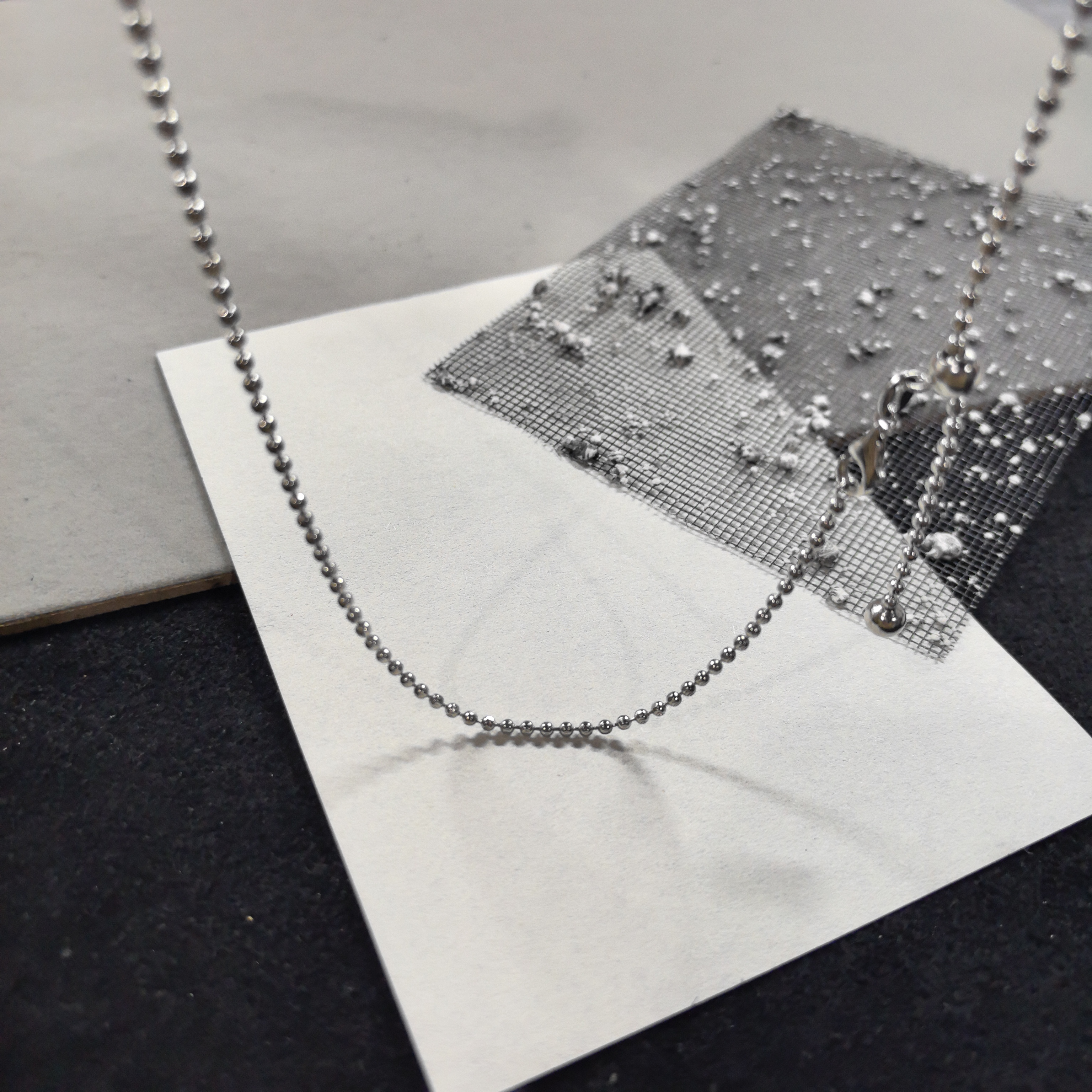 链子925银 时尚简约百搭车花圆珠素链项链-电白圆珠抽拉链1205