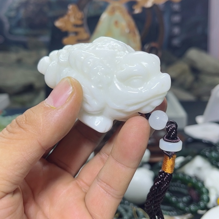 蛇纹石玉手把件未镶嵌吉***～