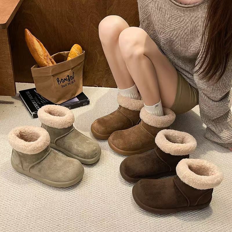 小土豆卷包厚底大头鞋雪地靴加绒加厚勃肯短筒大头鞋韩风一脚蹬