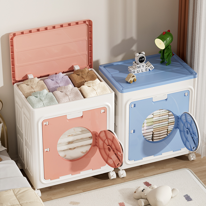 翻盖收纳箱【卡通款】衣柜折叠免安装衣服被子收纳柜零食玩具整理柜