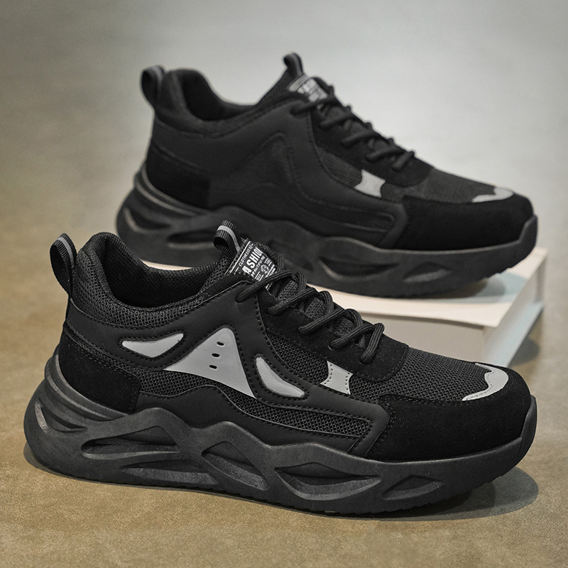 男鞋新款2025春季百搭耐磨运动时尚休闲鞋男士网面透气老爹鞋