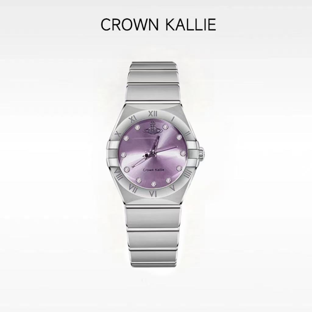 【Crown Kallie】西太后联名土星元素星座紫全自动女士腕表ck8118