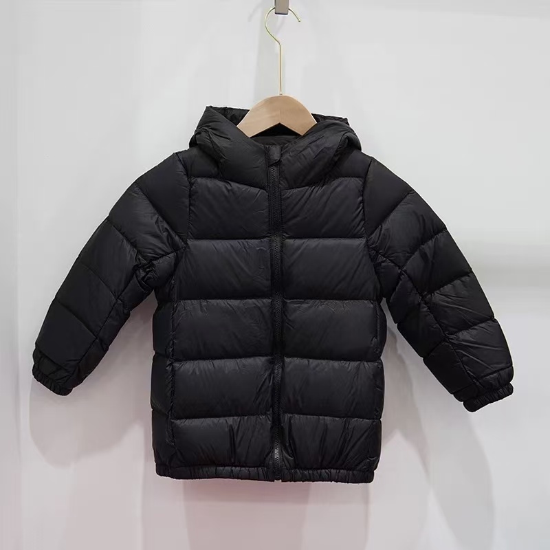 面包服中大童冬季保暖加厚纯色连帽羽绒服