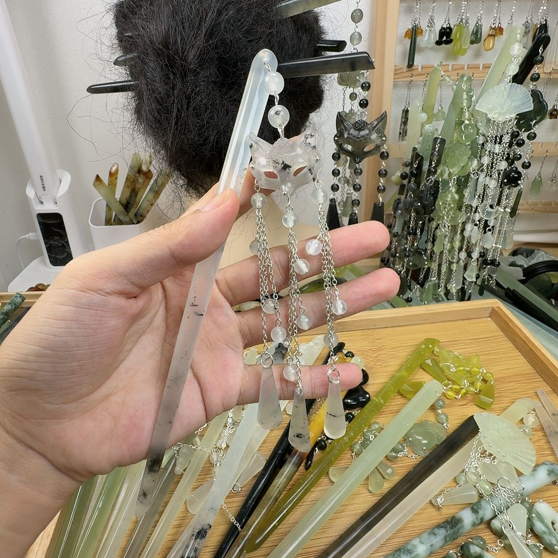 未镶嵌蛇纹石玉发饰