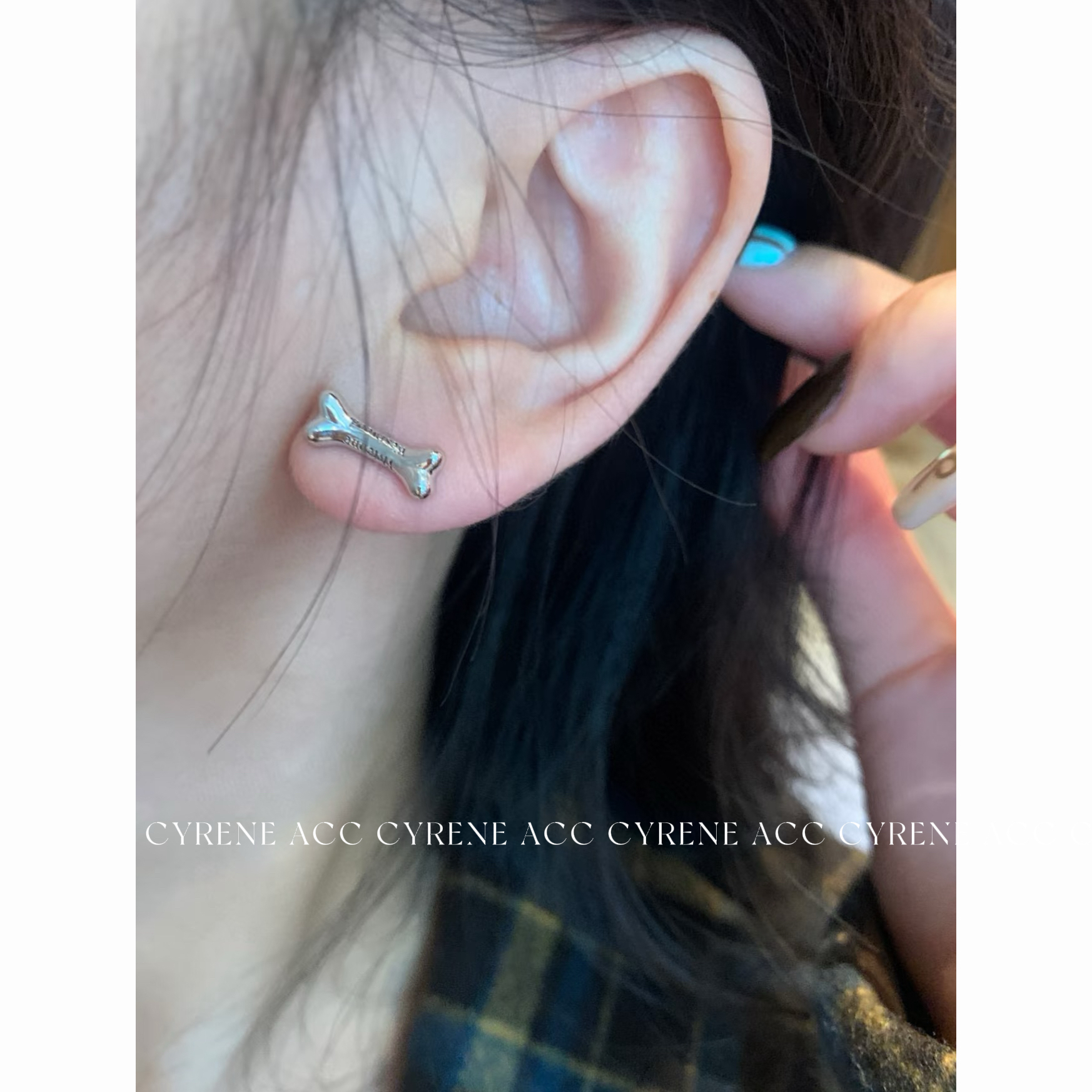 合金耳饰 合金骨头字母迷你耳钉小众设计感高级轻奢百搭耳饰时尚