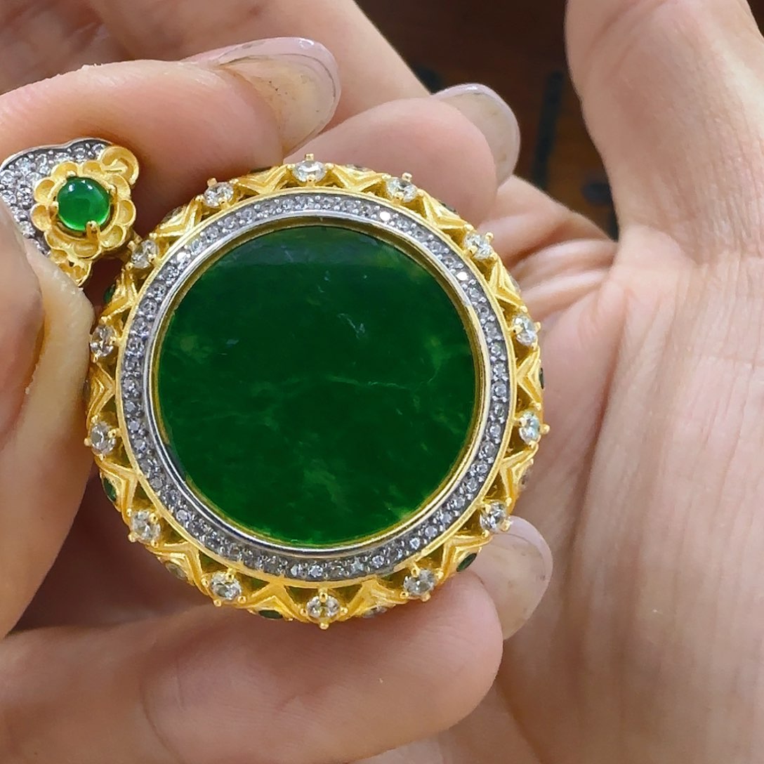 翡翠颈饰银S925镶嵌翡翠460