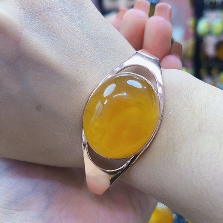 银S925镶嵌颈饰蜜蜡手镯