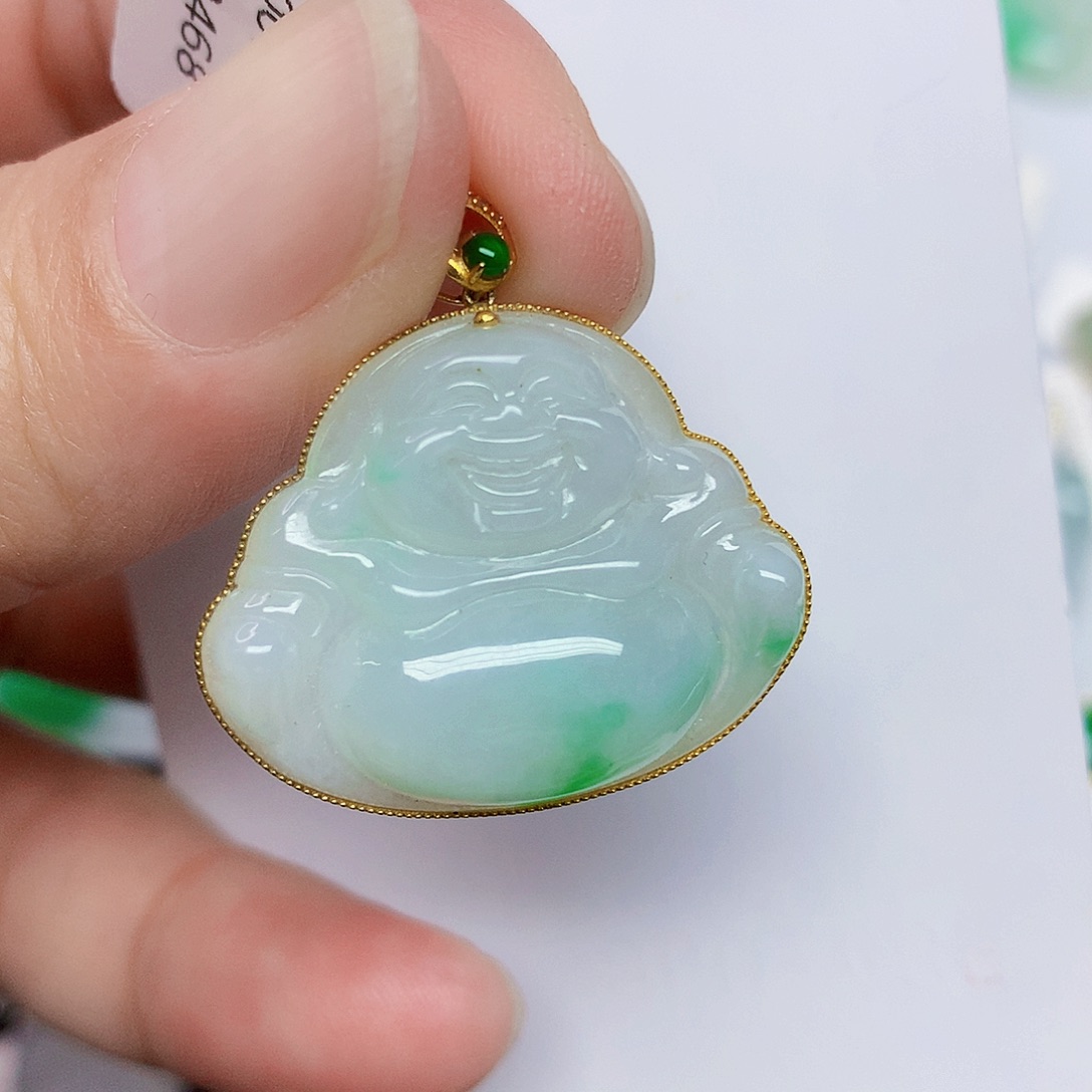 翡翠18K金镶嵌颈饰3466689