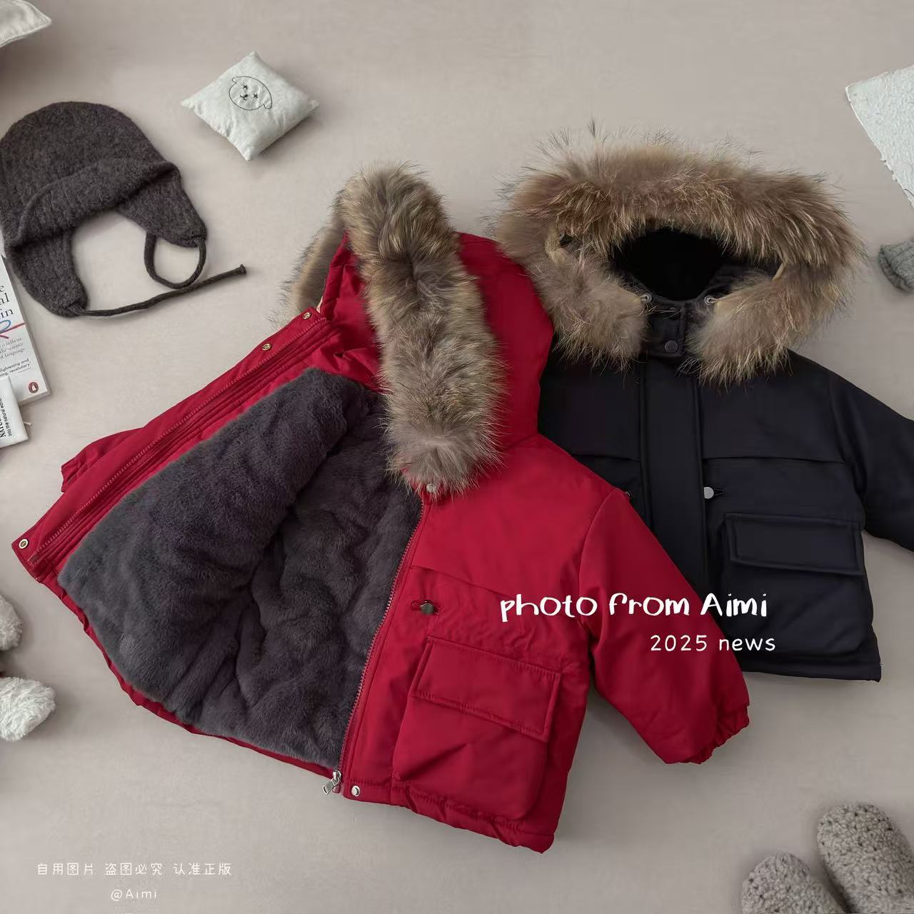 儿童冬款加绒加厚棉服男女童过年穿棉袄时髦韩版百搭毛领上衣年服