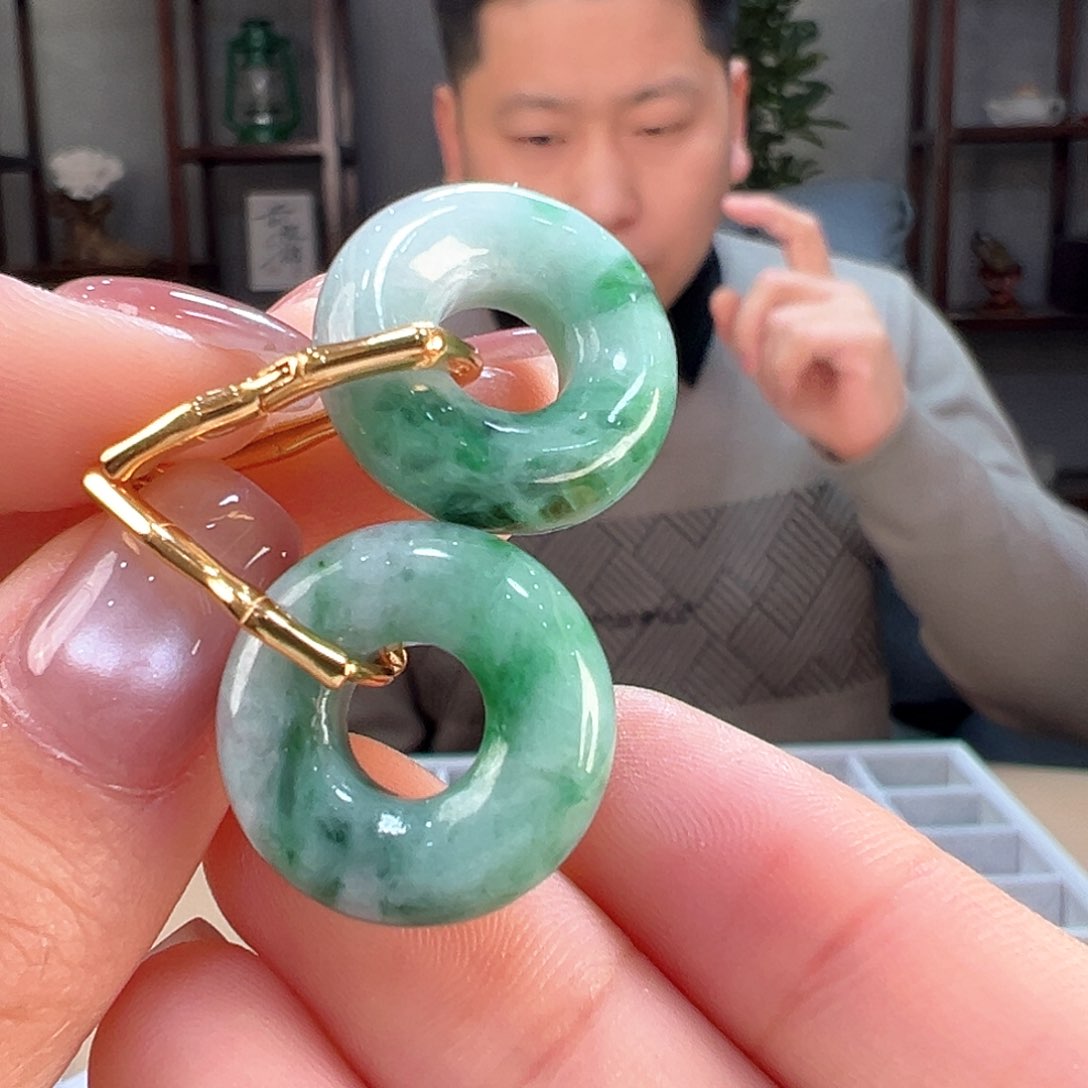 翡翠耳饰银S925镶嵌耳环7