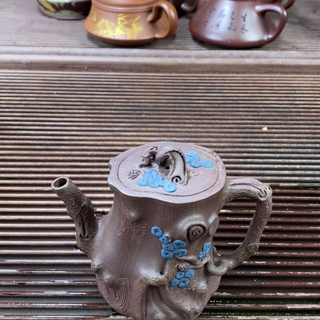 紫砂茶壶白1 薛岳 劲松 紫泥