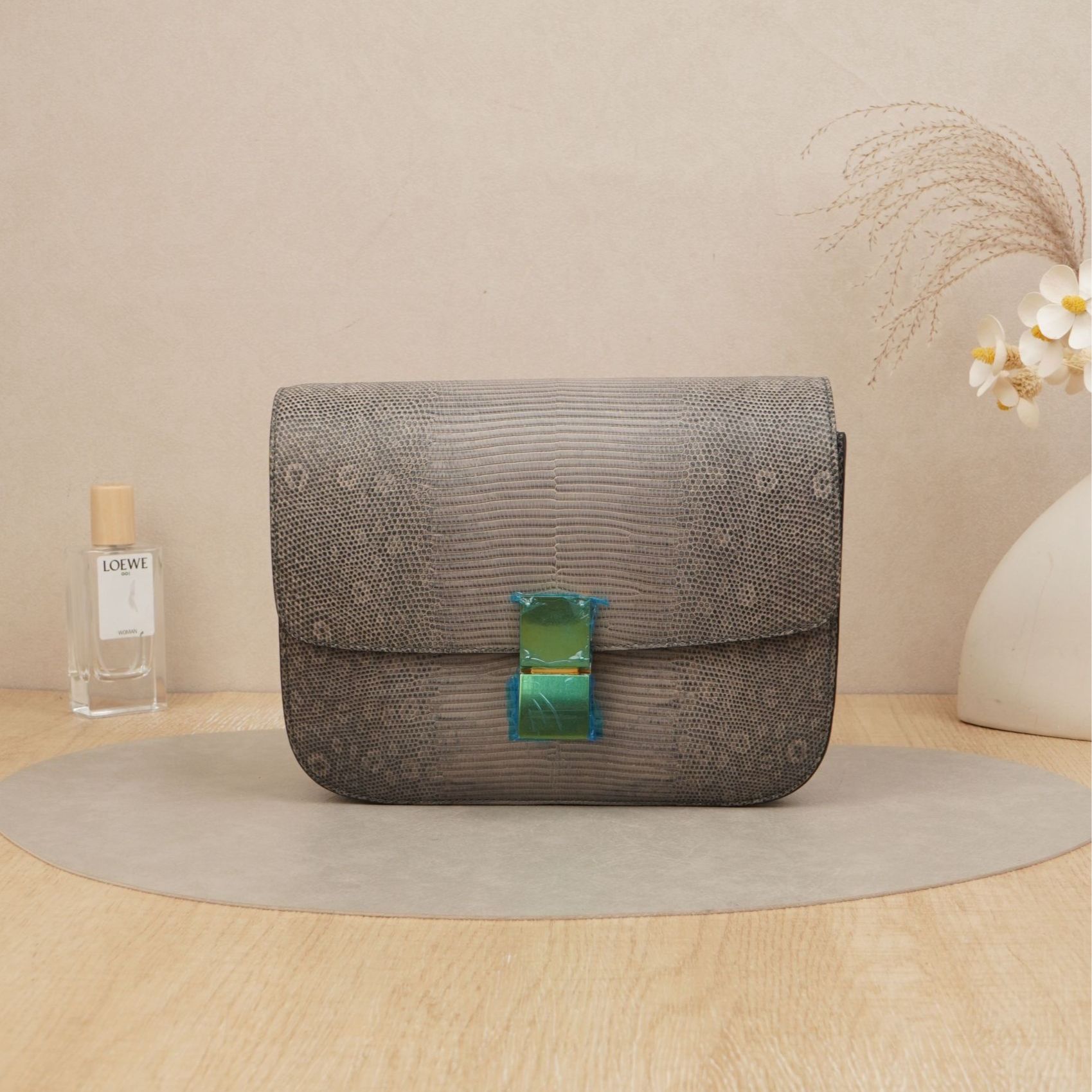 99新 Celine/思琳 赛琳box盒子包绿色蜥蜴皮/DS044266