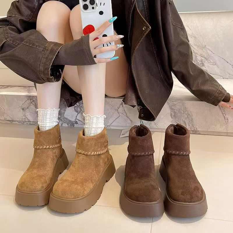 淘鞋馆8205-1新款加厚羊羔毛5.5厘米时尚百搭舒适轻便软底雪地靴