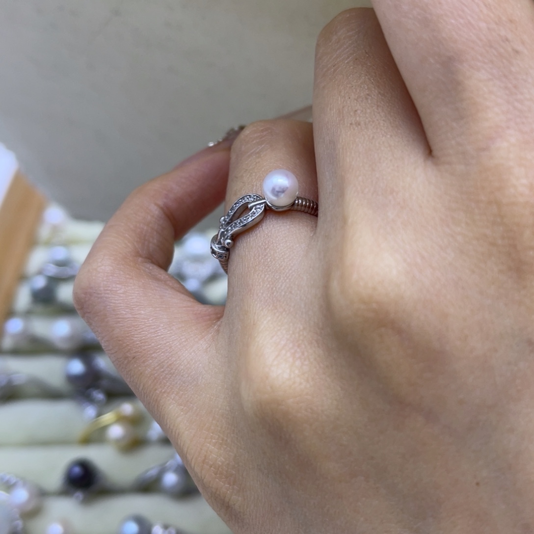戒指淡水珍珠银S925镶嵌
