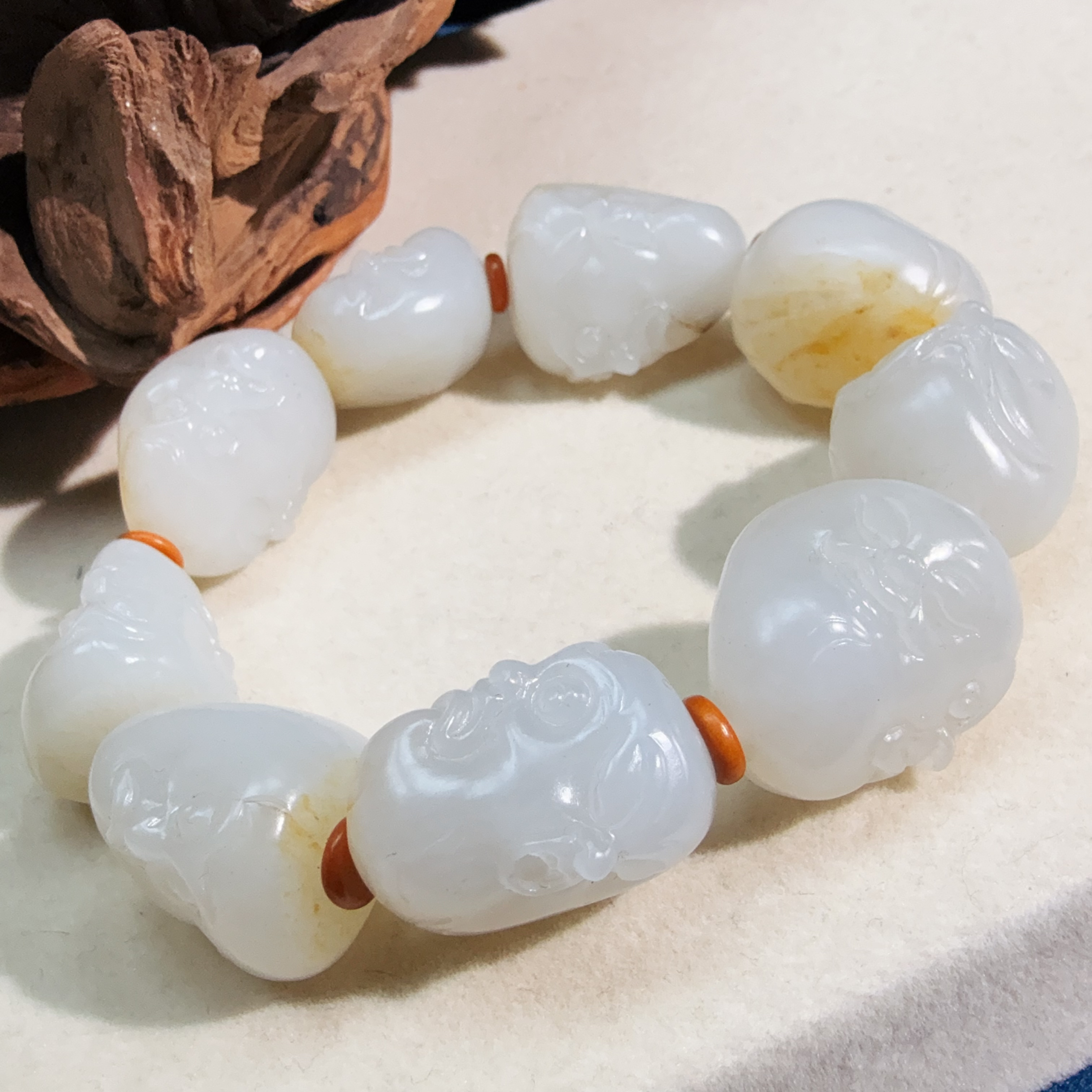 【伟伟鉴定】和田玉 籽 料 十八罗汉手串约 23/20 高端收藏精品