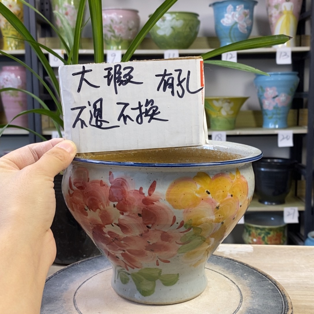 景德镇手工手绘陶瓷花盆