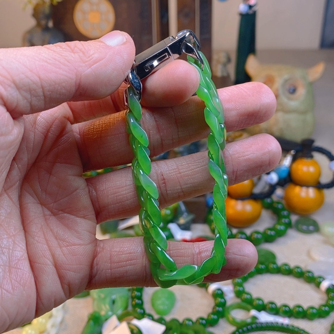 和田玉手链未镶嵌檀*