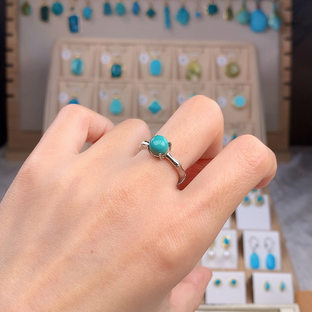 绿松石银S925镶嵌戒指