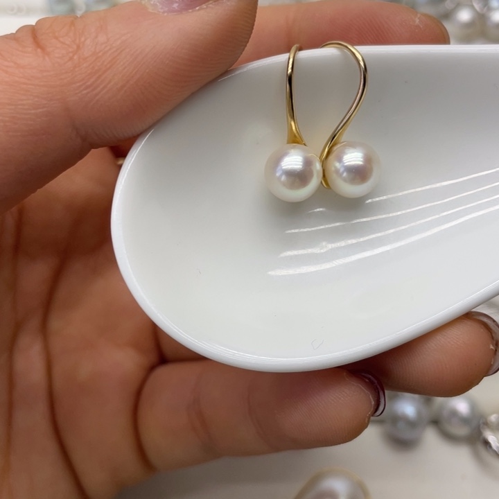 海水珍珠耳饰银S925镶嵌