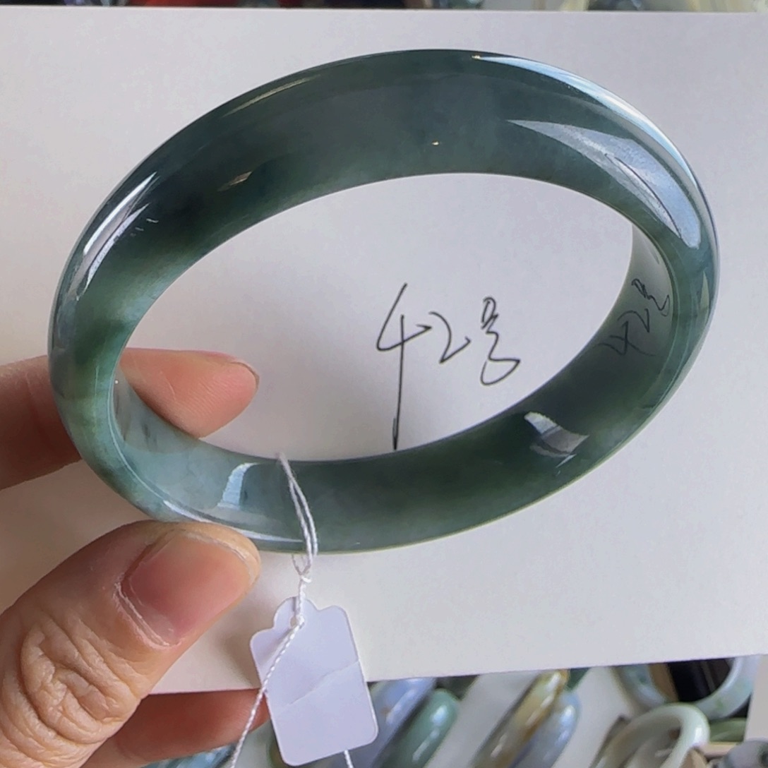 翡翠手镯未镶嵌老坑57圈老蓝水